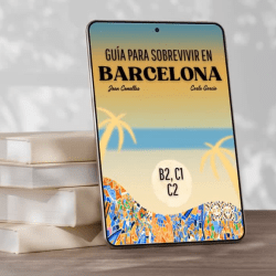 Tablet con material didáctico "Guía para sobrevivir en Barcelona" para aprender español